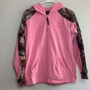 Pink Hoodie with Camo Sleeves and Deer Logo 6